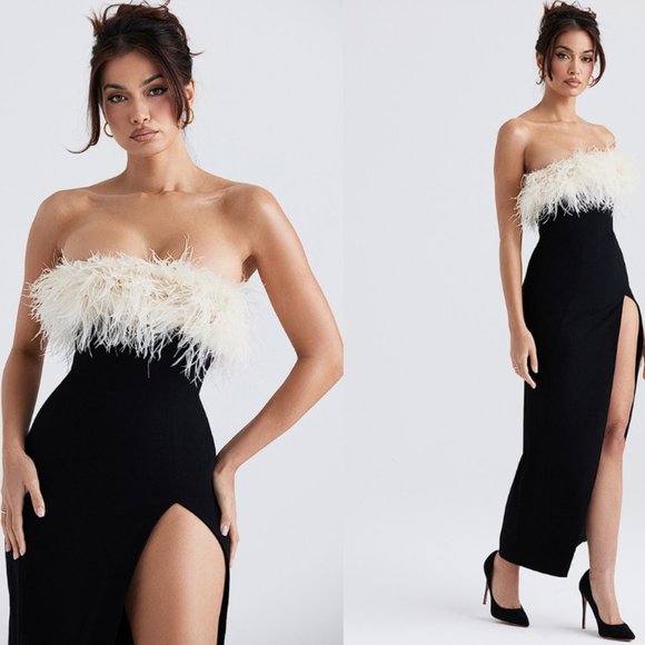 House Of CB 'Sarai' Black Thigh Split Maxi Dress NWOT - Picture 3 of 11